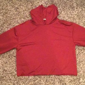 Zara Women Red Satin Cropped Hoodie